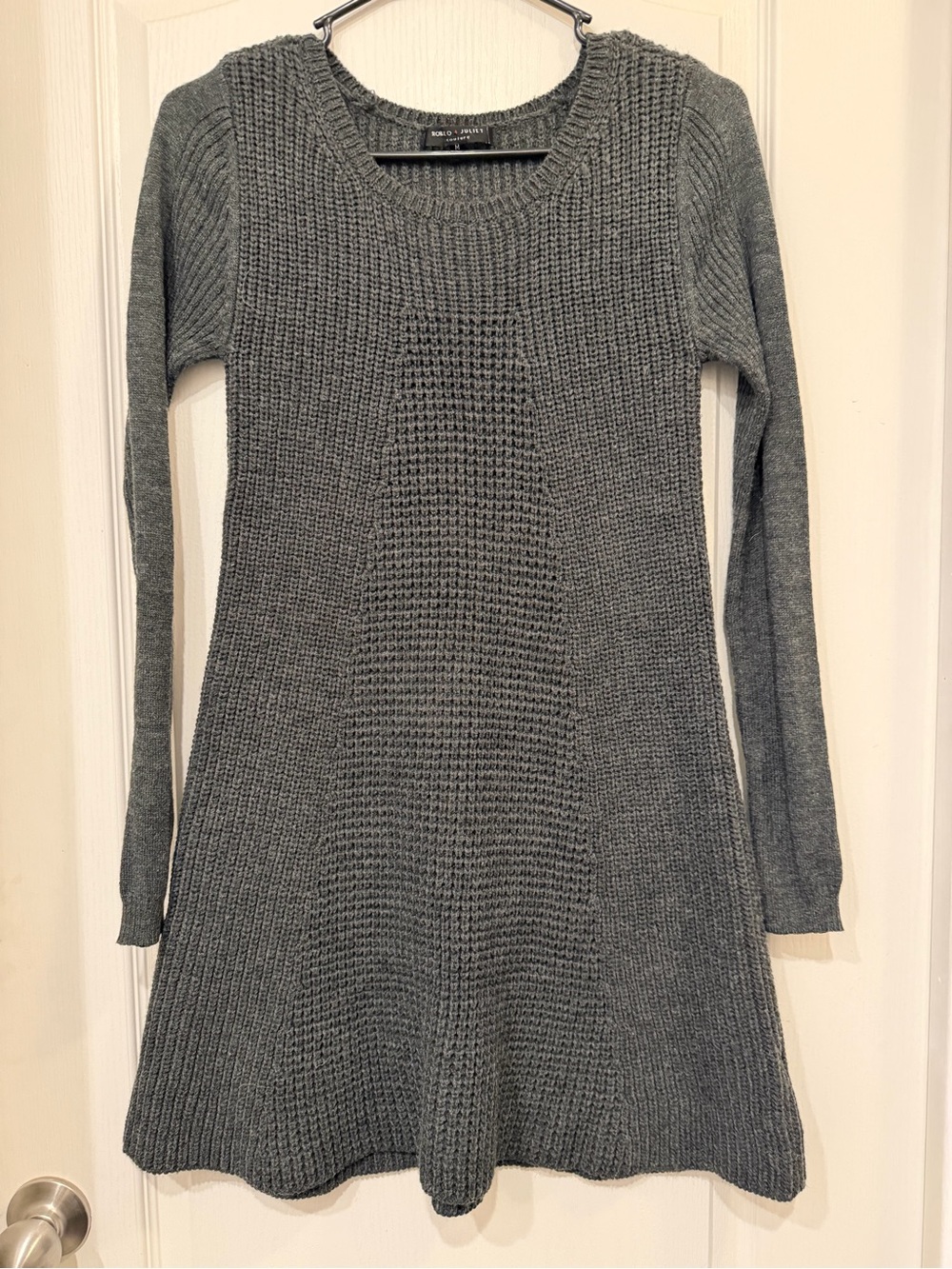 Romeo & Juliet Couture Gray Scoop Neck Knit Sweater Dress